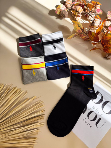 جوراب مردانه نیم ساق کش اسپرت گلدوزی شده POLO