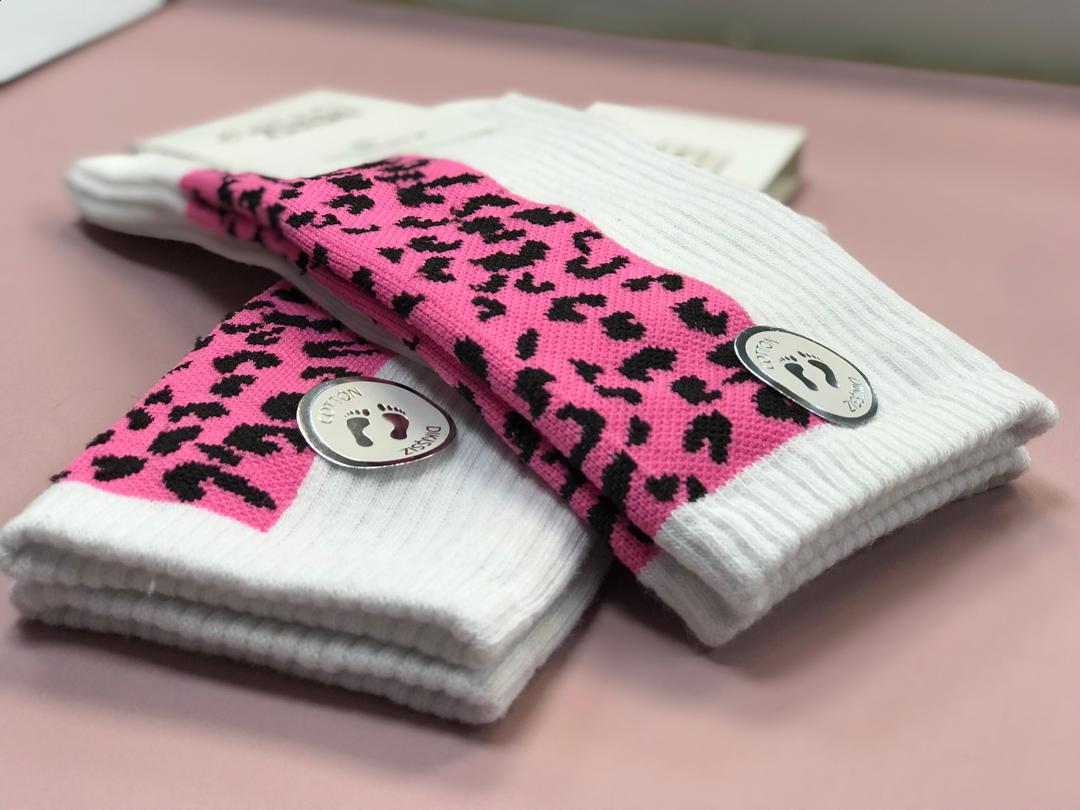 جوراب ساق بلند دختراته کالز لند پشت پلنگی سفید