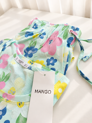 ست راحتی نخ پنبه زنانه MANGO؛ تیشرت و شلوار طرحدار