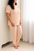 ست راحتی نخ پنبه زنانه MANGO؛ تیشرت و شلوار طرحدار